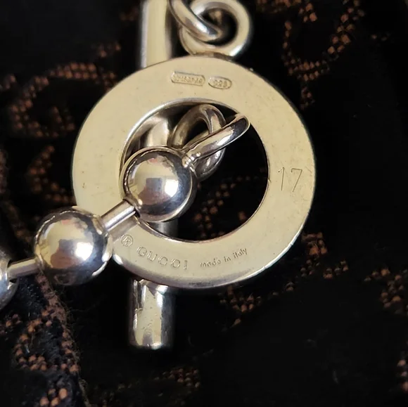GUCCI Sterling Silver Ball Chain Toggle Bracelet full set - Picture 2 of 5